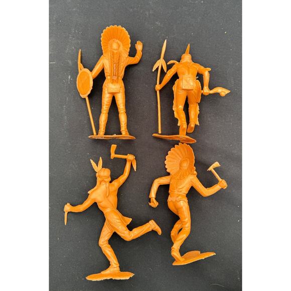 4 VINTAGE 1964 LOUIS MARX Large 6” Cowboys & INDIAN PLASTIC FIGURES - Picture 7 of 11